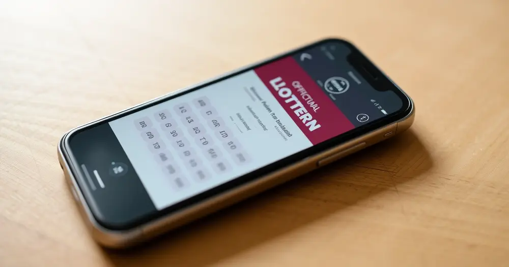 celular exibindo aplicativo oficial de loterias com volante na tela