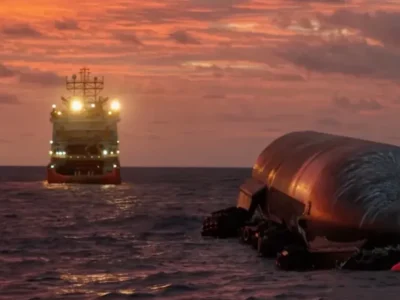 SpaceX tenta resgatar Starship após pouso no oceano